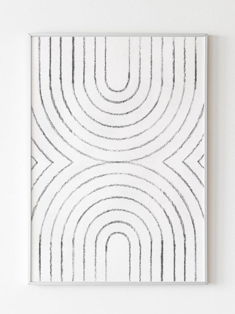 Mid century modern art Print Downloadable Black white Etsy