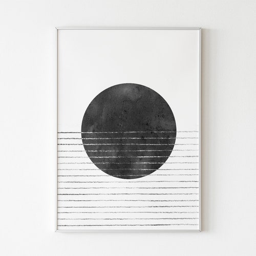 Minimalist Print Downloadable Mid century modern Printable wall art Black white Line art print Abstract Scandinavian art