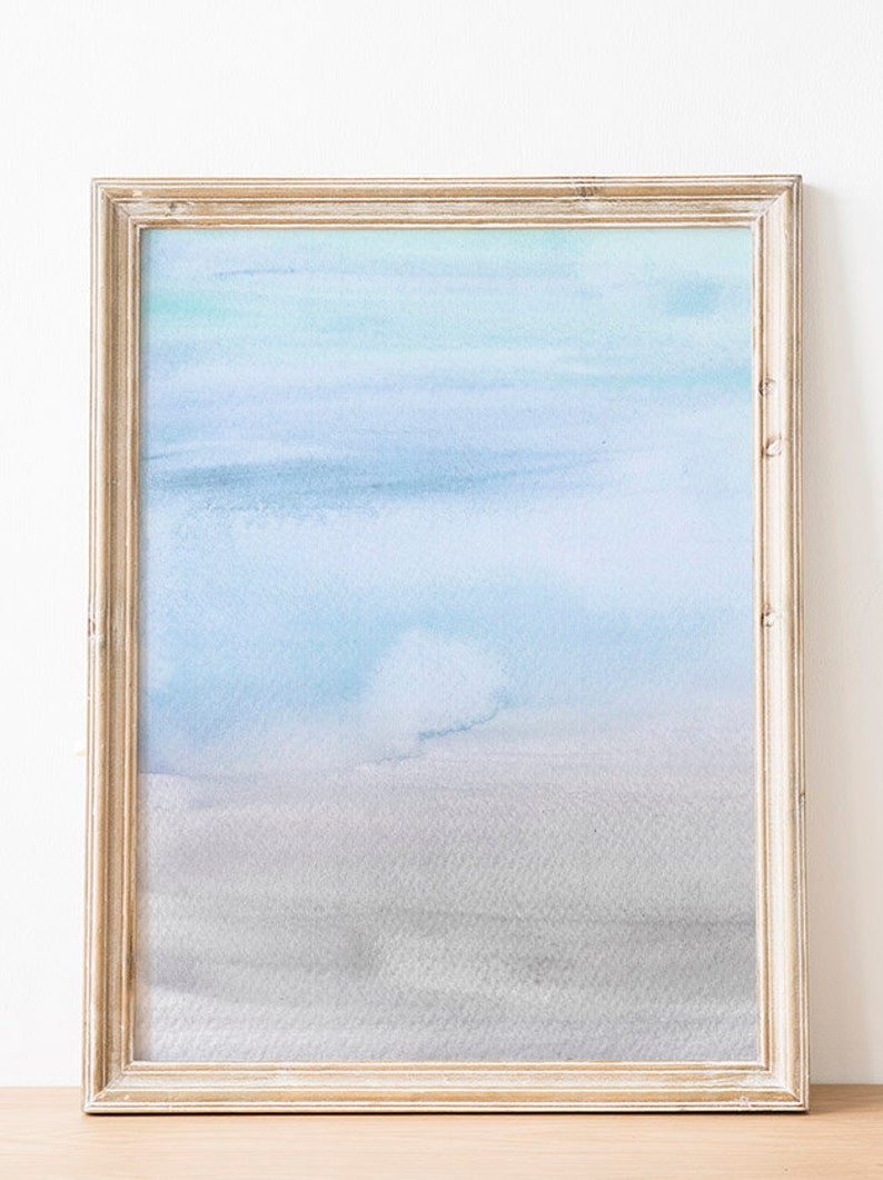 Turquoise and Gray Printable art Abstract Watercolor wall art Etsy