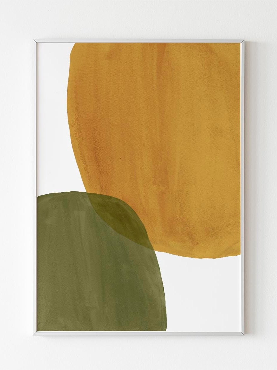 Abstract Print Downloadable Mustard and Green Printable Wall Etsy