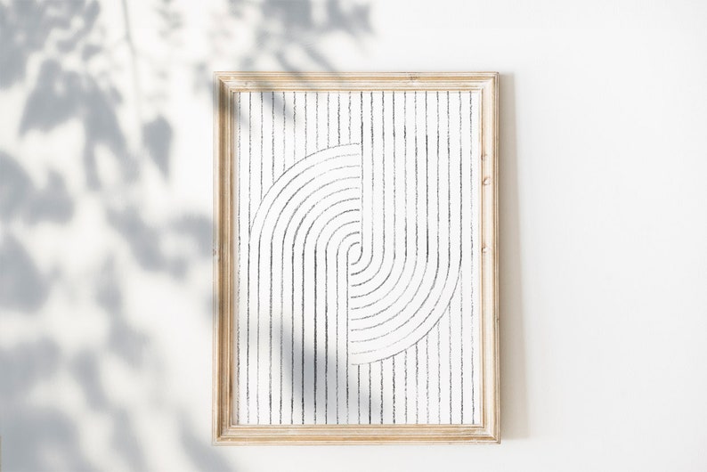 Minimalist Print Downloadable Mid century modern Printable wall art Black white Line art print Abstract Scandinavian art