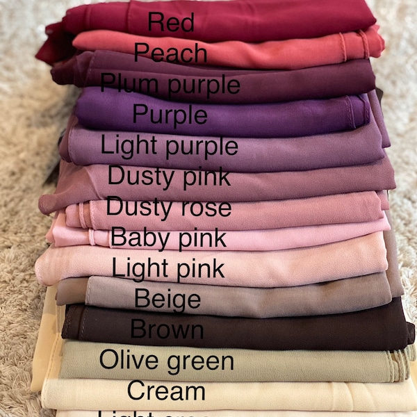 Top Quality 100% Chiffon plain scarf/ hijab Available in a variety colours