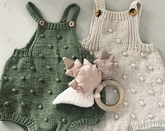 Hand knitted baby dungarees