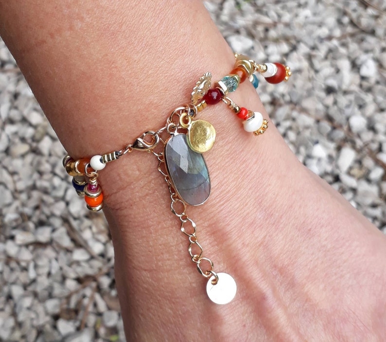 gifts woman gift labradorite and semi-precious stones Boho woman bracelet