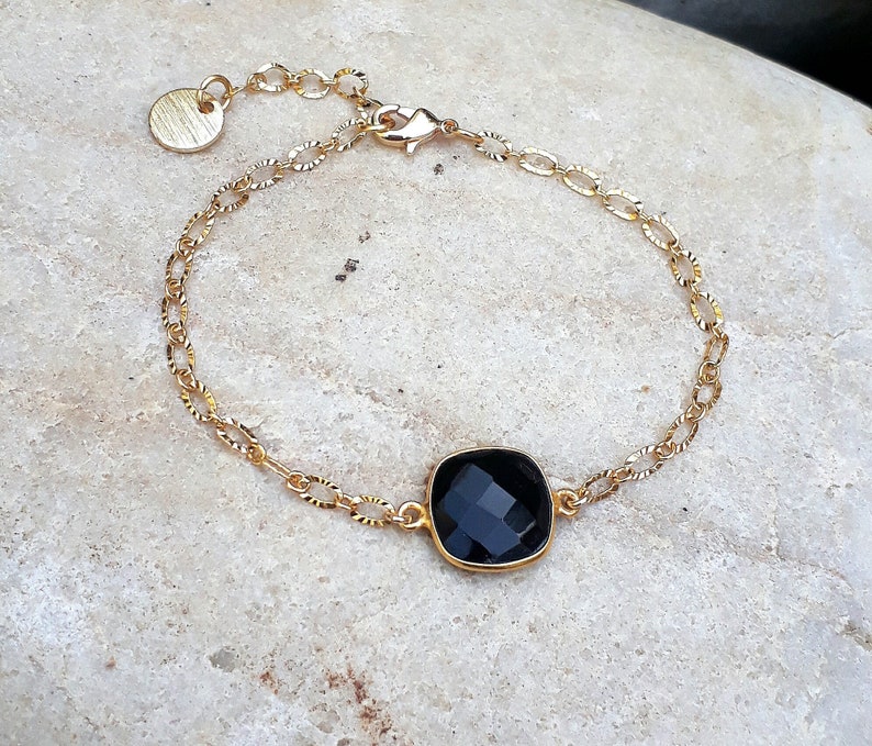 Black agate woman bracelet gifts women/'s gift gold-plated minimalist bracelet