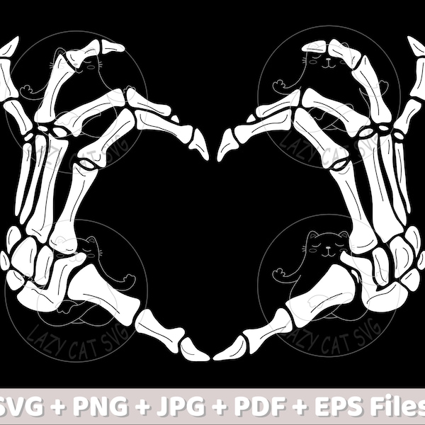 Skeleton Hand Heart Sign SVG Skeleton Heart Hands Svg Cute Halloween Shirt Svg Skeleton Love SVG Cut File - Instant Download