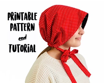 Learn to Sew a Reversible Bonnet - Women’s - DIY - PDF - Quick Pattern - Sewing - Make - How to - Tutorial - Girls - Headress - Cosplay