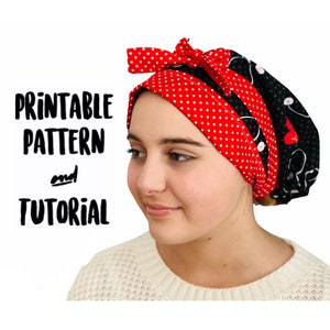 Learn to Sew a Bouffant Scrub Cap - Chemo - Nurse Hat - Surgical - Doctor - DIY - PDF - Quick Pattern - Sewing - Make - How to - Tutorial
