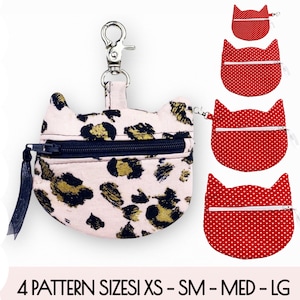 Patrón de costura y videotutorial de bolso con cremallera para gatos (FÁCIL) / PDF imprimible / Regalo fácil de coser / Monedero, llavero, estuche para lápices / Principiantes