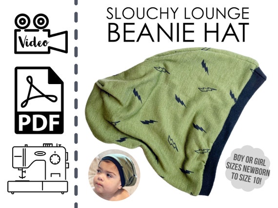 Slouchy Lounge Beanie Hat Sewing Pattern VIDEO Tutorial