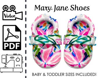 Baby and Toddler Mary Jane Shoes Sewing Pattern & VIDEO Tutorial | Printable PDF | Easy DIY Baby Shower Gift to Sew for Girls | Beginners