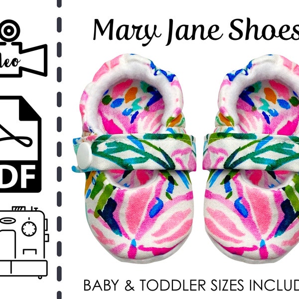 Baby und Kleinkind Mary Jane Schuhe Schnittmuster & VIDEO Tutorial | Druckbare PDF | Einfache DIY Babyparty Geschenk zum Nähen für Mädchen | Anfänger