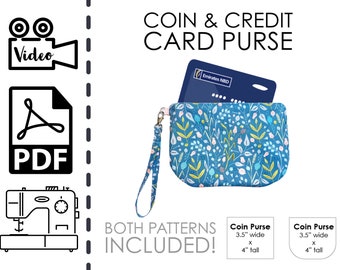 Credit Card and ID Coin Purse Sewing Pattern & VIDEO Tutorial | Printable pdf | Easy DIY Gift to Sew | Instant Download Gift Card Holder