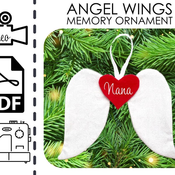 Fabric Angel Wings Christmas Tree Memory Ornament | PDF | Easy DIY Holiday Decor Gift to Sew | Beginners Sewing Project | Loss of Loved One