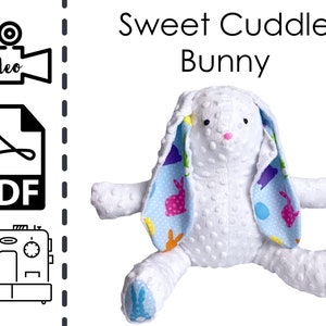 Stuffed Bunny Rabbit Easter Plush Sewing Pattern & VIDEO Tutorial | Printable PDF | Easy DIY Gift to Sew | Instant Download | Instructions