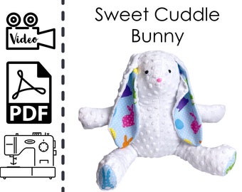 Stuffed Bunny Rabbit Easter Plush Sewing Pattern & VIDEO Tutorial | Printable PDF | Easy DIY Gift to Sew | Instant Download | Instructions