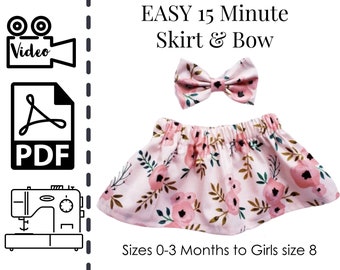 EASY Beginners Baby & Kids Skirt Sewing Tutorial | Sew | Pattern | Easy DIY | Gift | Children | digital download | PDF | Clothes | Instant