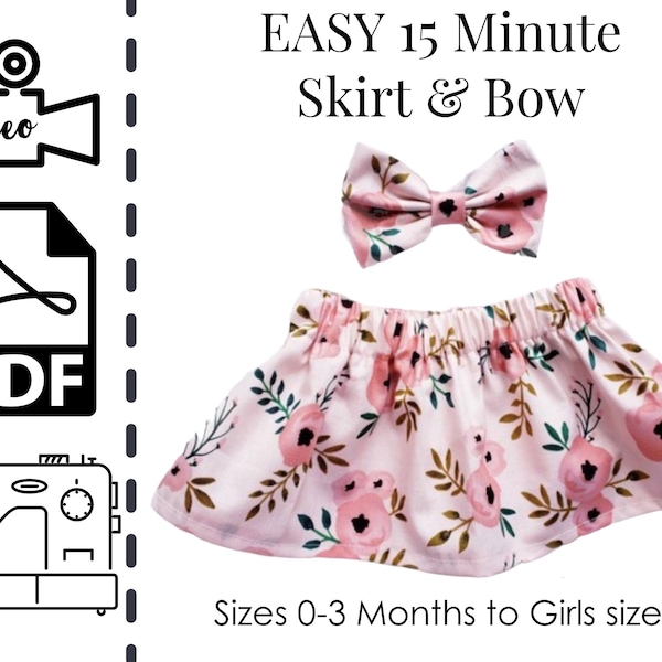 EASY Beginners Baby & Kids Skirt Sewing Tutorial | Sew | Pattern | Easy DIY | Gift | Children | digital download | PDF | Clothes | Instant