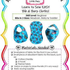 EASY Beginners Baby Bib and Burp Cloth Pattern DIY Tutorial How to Newborn Sewing Toddler Instructions PDF Baby Shower Gift image 2