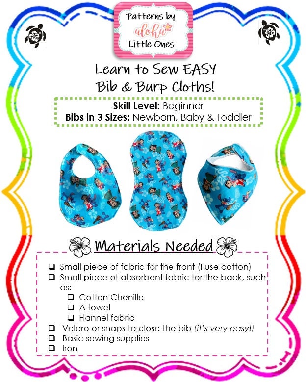 EASY Beginners Baby Bib and Burp Cloth Pattern DIY Tutorial Etsy