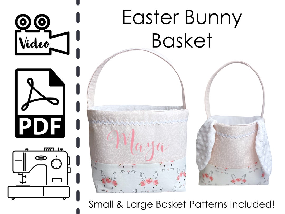 EASY Reversible Easter Basket With Bunny Ears Sewing Pattern & VIDEO ...
