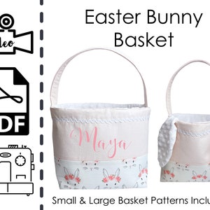 EASY Reversible Easter Basket with Bunny Ears Sewing Pattern & VIDEO Tutorial | Printable pdf | Easy DIY Gift | Instant Download | Project