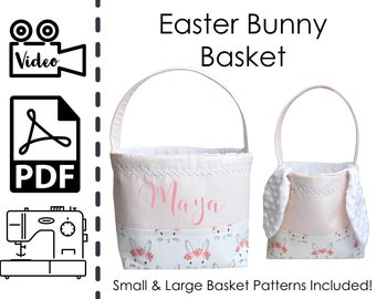 EASY Reversible Easter Basket with Bunny Ears Sewing Pattern & VIDEO Tutorial | Printable pdf | Easy DIY Gift | Instant Download | Project