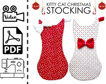 Kitty Cat Animal Christmas Stocking Sewing Pattern & Tutorial | Sew | Holiday | Easy DIY | Gift to Sew | Beginner | Pet | Kitten | Cats