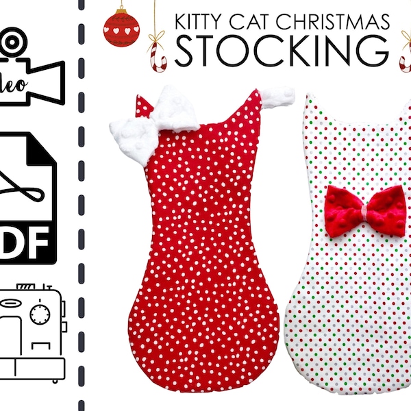 Kitty Cat Animal Christmas Stocking Sewing Pattern & Tutorial | Sew | Holiday | Easy DIY | Gift to Sew | Beginner | Pet | Kitten | Cats