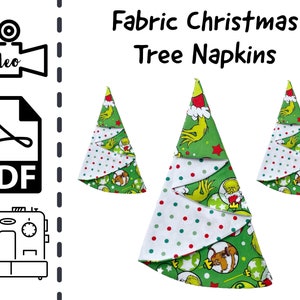 EASY Reusable Christmas Tree Fabric Napkin Sewing Tutorial | Sew | Pattern | Easy DIY | Gift to Sew | Napkins | Holiday Table Decoration ECO