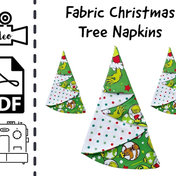 EASY Reusable Christmas Tree Fabric Napkin Sewing Tutorial | Sew | Pattern | Easy DIY | Gift to Sew | Napkins | Holiday Table Decoration ECO