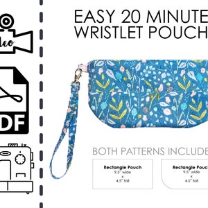 Beginners Zipper Clutch Pouch Sewing Pattern & VIDEO Tutorial | Printable pdf | Easy DIY Gift to Sew | Instant Download | ID Credit Card