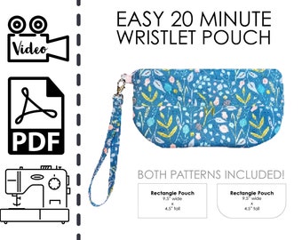 Beginners Zipper Clutch Pouch Sewing Pattern & VIDEO Tutorial | Printable pdf | Easy DIY Gift to Sew | Instant Download | ID Credit Card