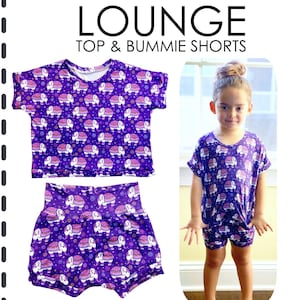 Lounge Top and Bummie Shorts BUNDLE Sewing Pattern & Video Tutorial | Printable PDF | Easy DIY Gift to Sew | Baby, Toddler, Girls N to Sz 6