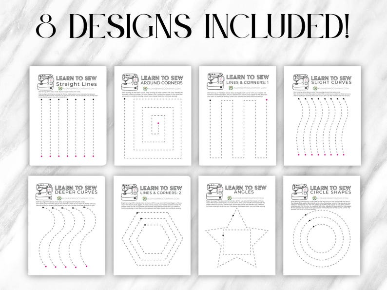 Learn to Sew Practice Sheets | Printable Sewing Patterns for Beginners ...