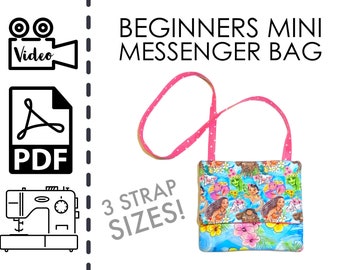 Mini Messenger Bag Purse Sewing Pattern & Tutorial | Sew | Pattern | Easy DIY | Gift | Toddlers | Little Girl | Cell Phone | Cross Body PDF