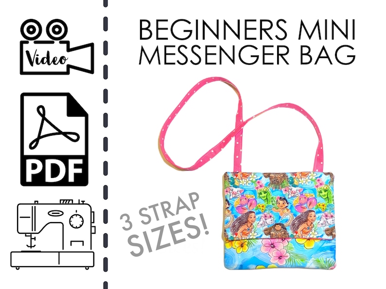 Mini Messenger Bag Purse Sewing Pattern & Tutorial Sew Pattern Easy DIY Gift Toddlers Little Girl Cell Phone Cross Body PDF image 1