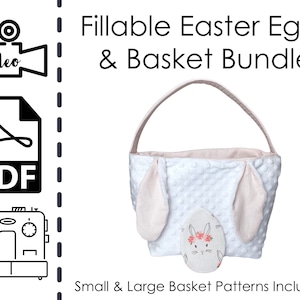 EASY Ostern Korb und befüllbare Stoff Ostereier Bundle Schnittmuster & VIDEO Tutorial | Druckbares pdf | Einfaches DIY Geschenk | Sofort Download