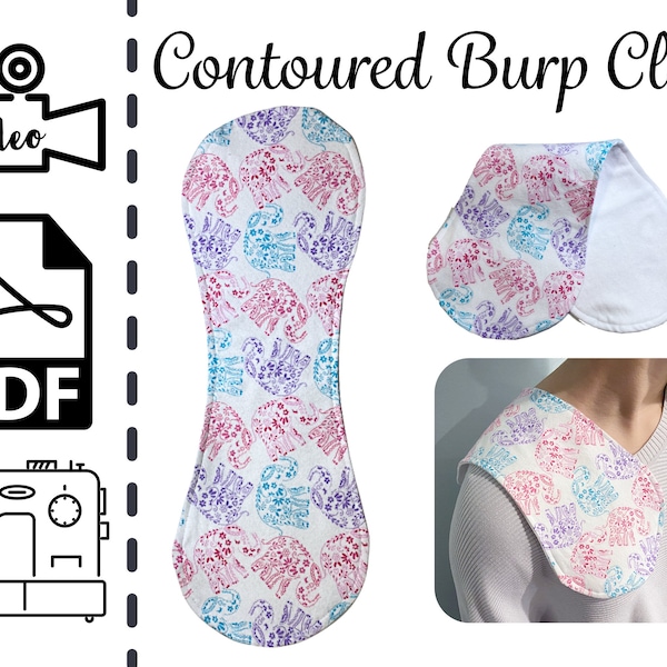 Countered Burp Cloth Sewing Pattern & VIDEO Tutorial | Printable PDF | Easy DIY Gift to Sew Newborns | Instant Download | Instructions