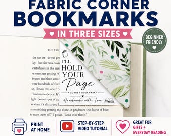 Fabric Corner Bookmark PDF Sewing Pattern | 3 Sizes | Easy Beginner Sewing Project | Book Lover Gift | Scrap Buster Pattern