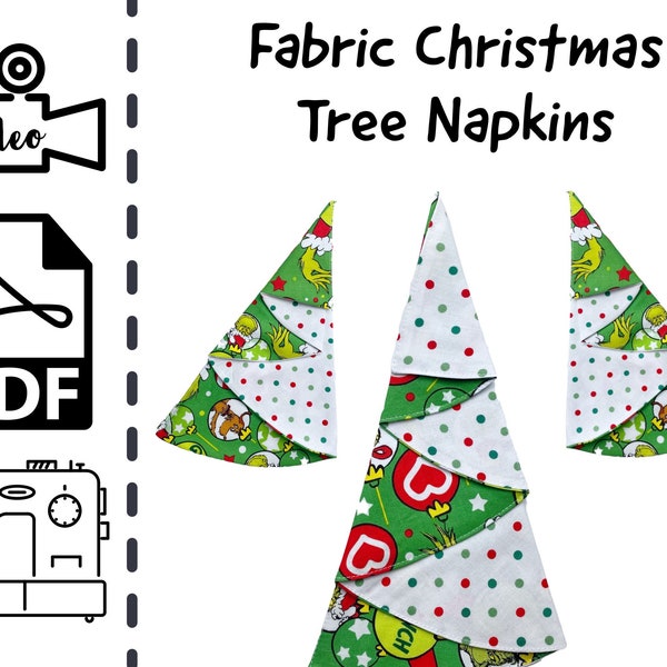 EASY Reusable Christmas Tree Fabric Napkin Sewing Tutorial | Sew | Pattern | Easy DIY | Gift to Sew | Napkins | Holiday Table Decoration ECO