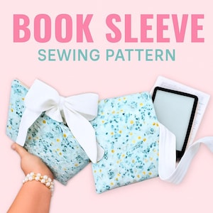 Book Sleeve with Ties Sewing Pattern PDF | DIY Padded Book Pouch Tutorial | Bible Cover | Gifts to Sew Book Lovers | Easy Beginners Project