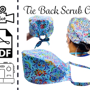 Tutorial per cucire EASY unisex Tie Back Scrub Cap / cucire / modello / fai da te facile / regalo da cucire / chemio / uomo / donna / bambino / infermiera / infermiere / CNA