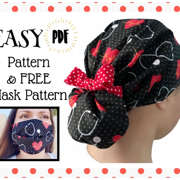 Learn to Sew a Reversible Scrub Cap - Easy - Nurse Hat - Surgical - Beginner - DIY - PDF - Sewing Pattern - Quick - Make - How to - Tutorial