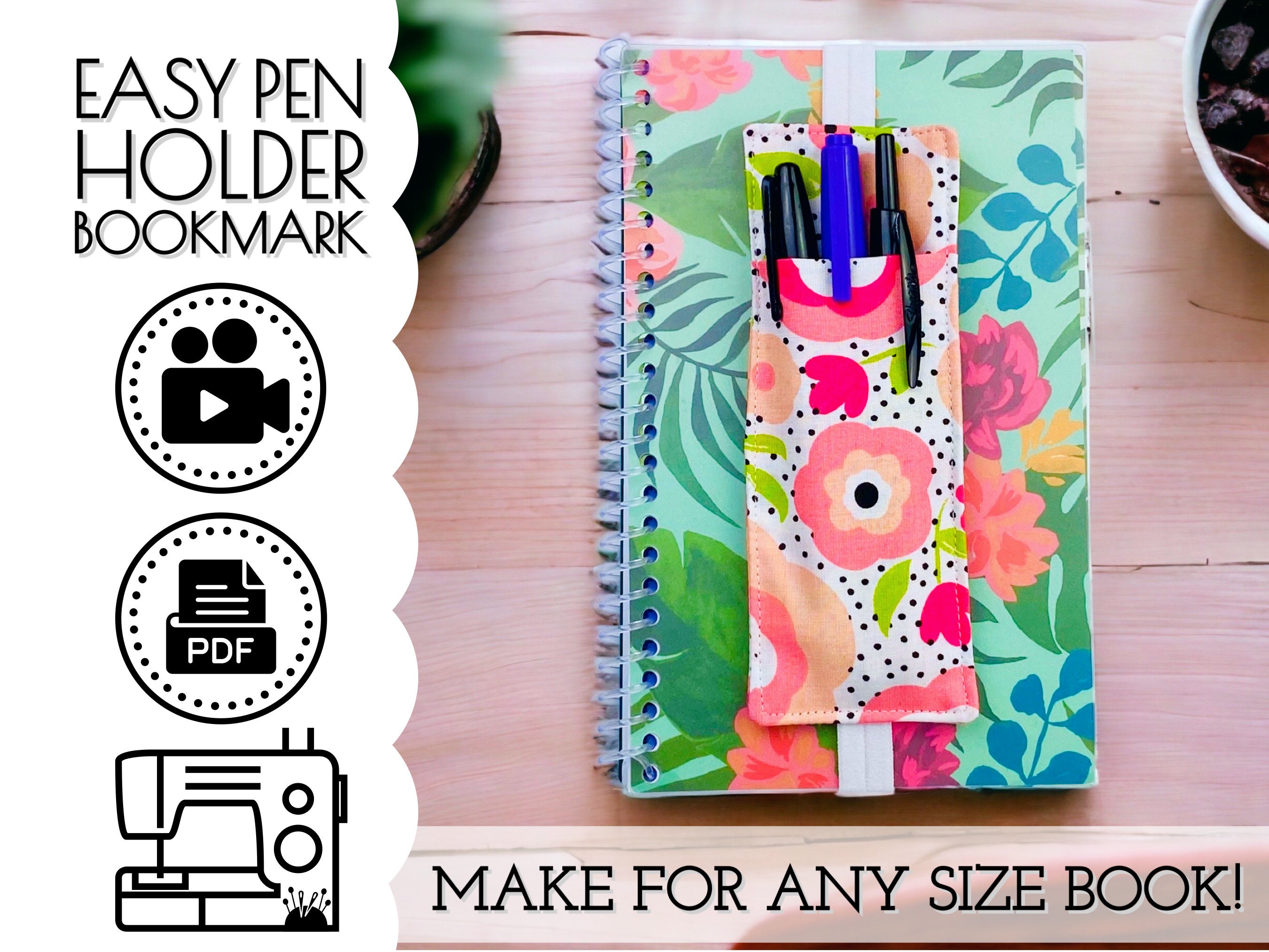 Georgia Peach Single Notebook Pen Holder, Planner Pen Holder, Pen