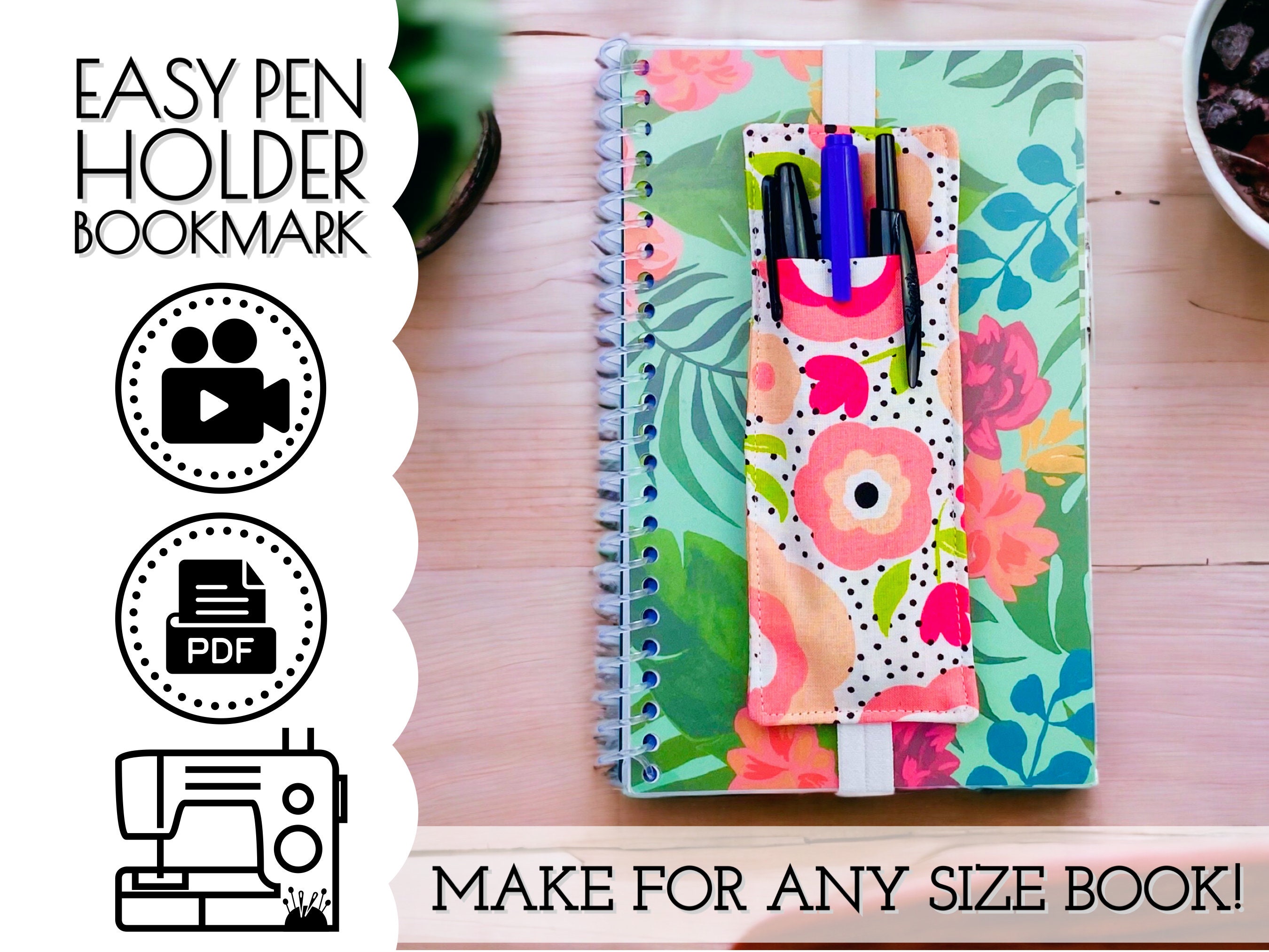 Pastel Notebook Pen Holder, Planner Pen Holder, Pen Holder for