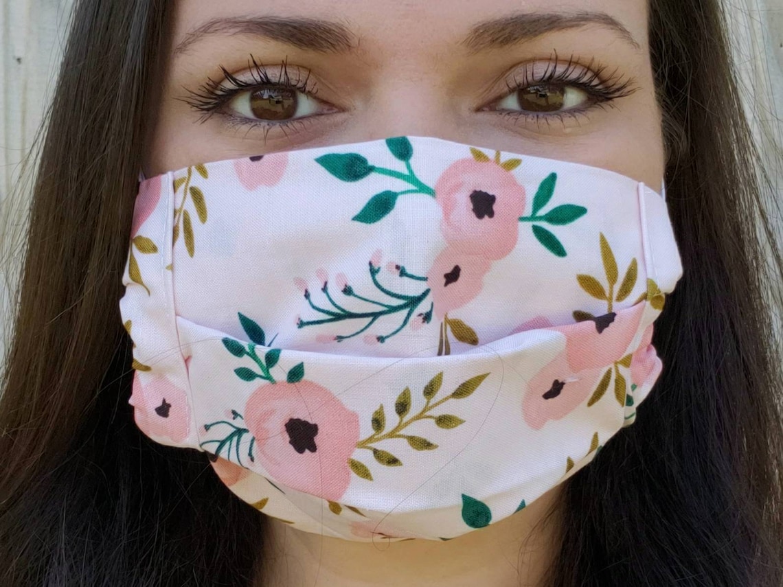 Pink Spring Flowers Face Mask Floral Flower Easter Etsy