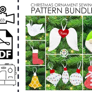 Fabric Christmas Ornaments BUNDLE Sewing Patterns & Video Tutorials | PDF | Easy DIY Holiday Decor Gift to Sew | Beginners Sewing Project