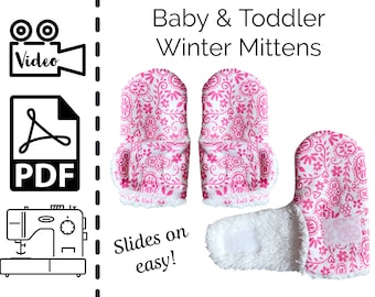 Baby and Toddler Winter Wrap Mittens Sewing Pattern & VIDEO Tutorial | Printable PDF | Easy DIY Gift to Sew | Instant Download | Instruction