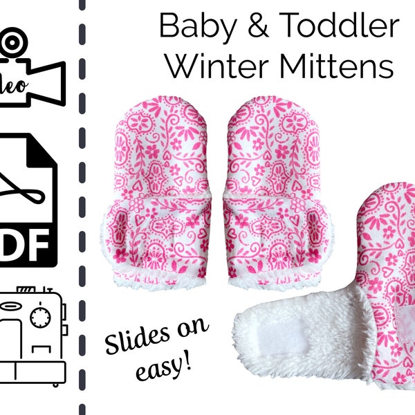 Baby and Toddler Winter Wrap Mittens Sewing Pattern & VIDEO Tutorial | Printable PDF | Easy DIY Gift to Sew | Instant Download | Instruction